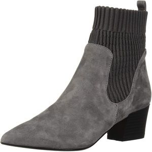 Kensie Lokia Pointed Toe Grey Suede Sock Ankle Boots